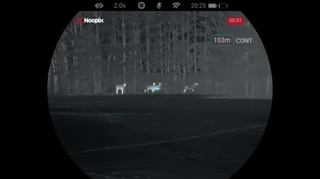 Videoaufnahmen von Tierbeobachtungen mit dem Wärmebildfernglas Quest S50R.