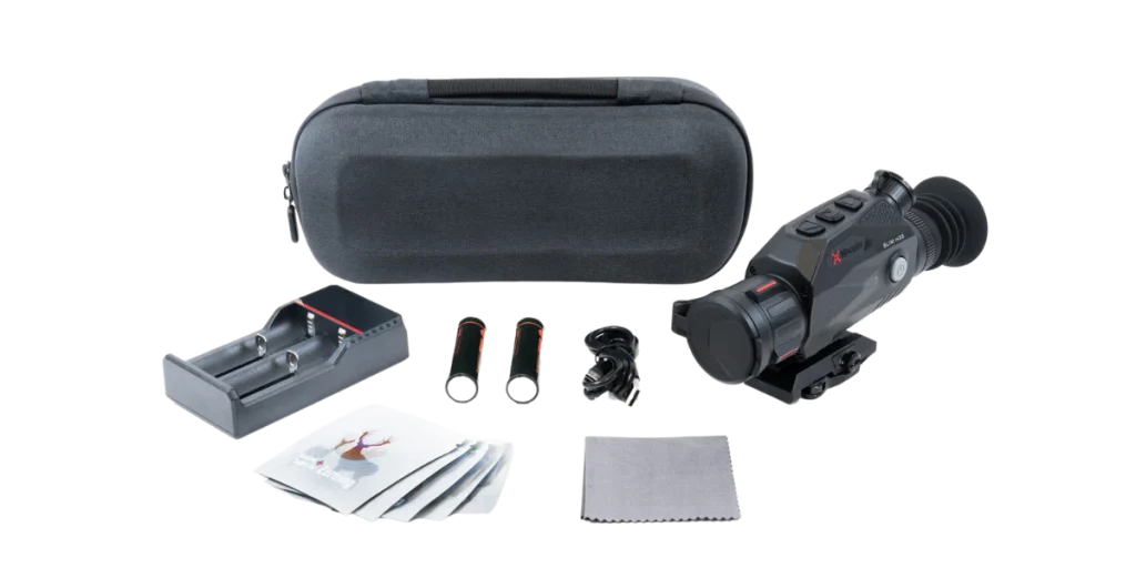 NOCPIX thermal scope accessories kit with scope, battery, charger, case, and field gear