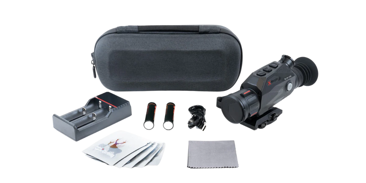 NOCPIX thermal scope accessories kit with scope, battery, charger, case, and field gear